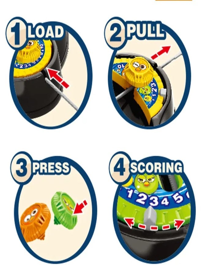 KRIMION 4 Player Spinning Battle Top Game, Gyro Battle Toy with Emoji Launchers, 4 Spinners & Launchers for Kids, 3+ Years - Image 4